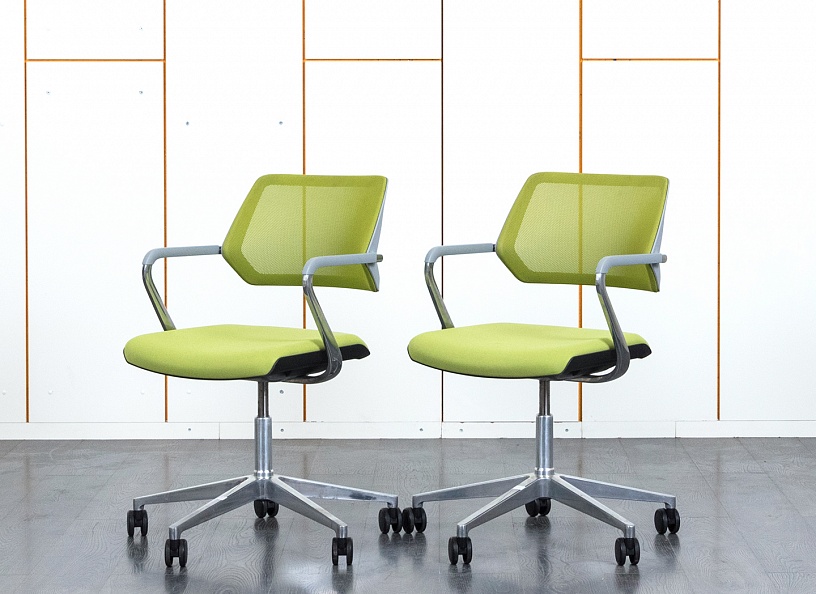 Конференц кресло для переговорной  Зеленый Ткань/металл SteelCase QiVi  (комплект из 2-х шт КГТЗК-27