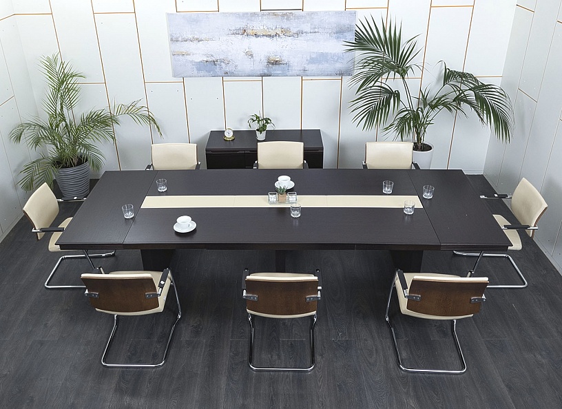 Офисный стол для переговоров EUR/QUARANTA  3 440х1 240х760 Шпон Венге   (СГПЕ-29091)