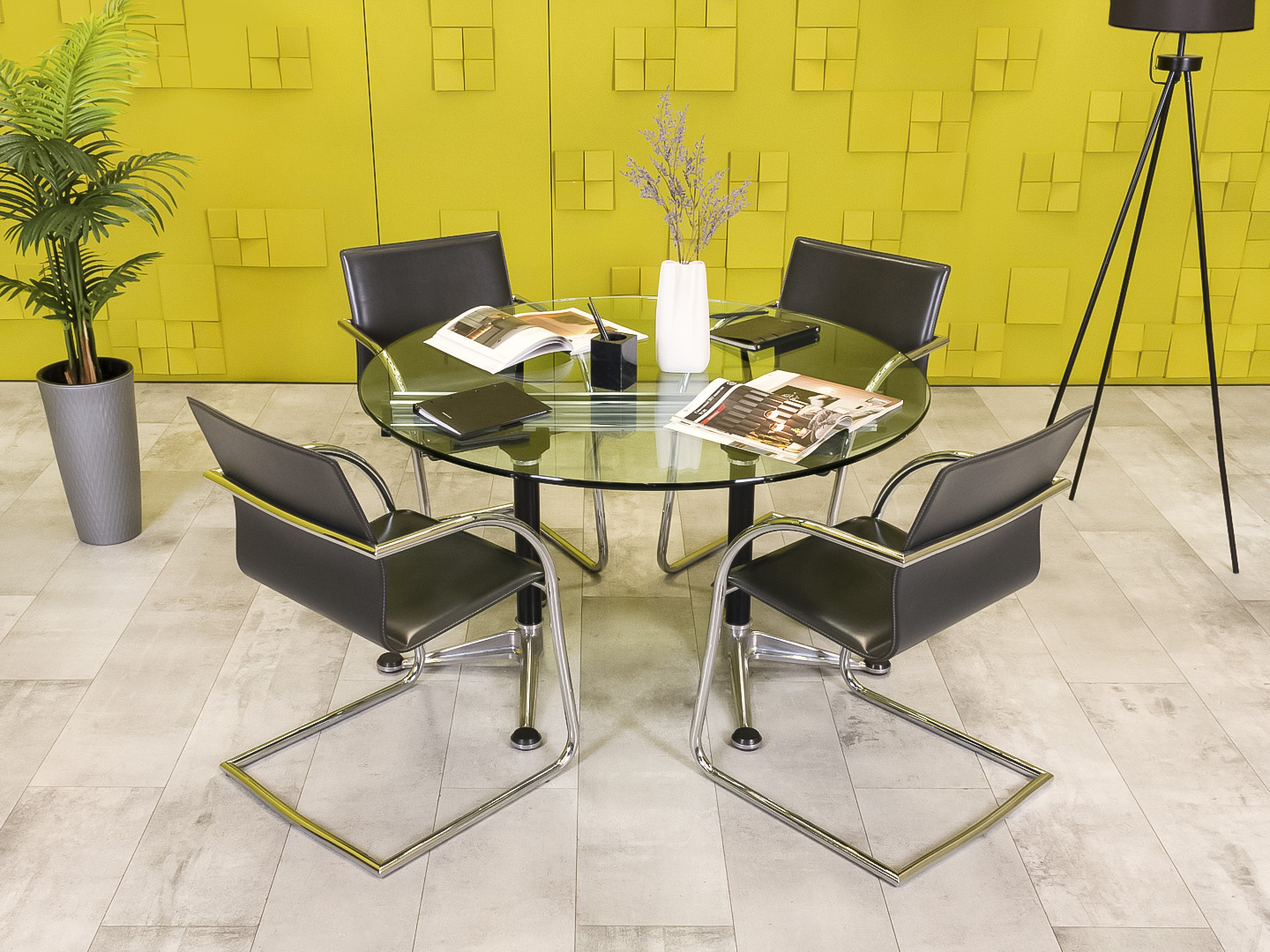 Офисный стол для переговоров Burdick Herman Miller 1200x1200x750 Стекло США_СГКС-030823