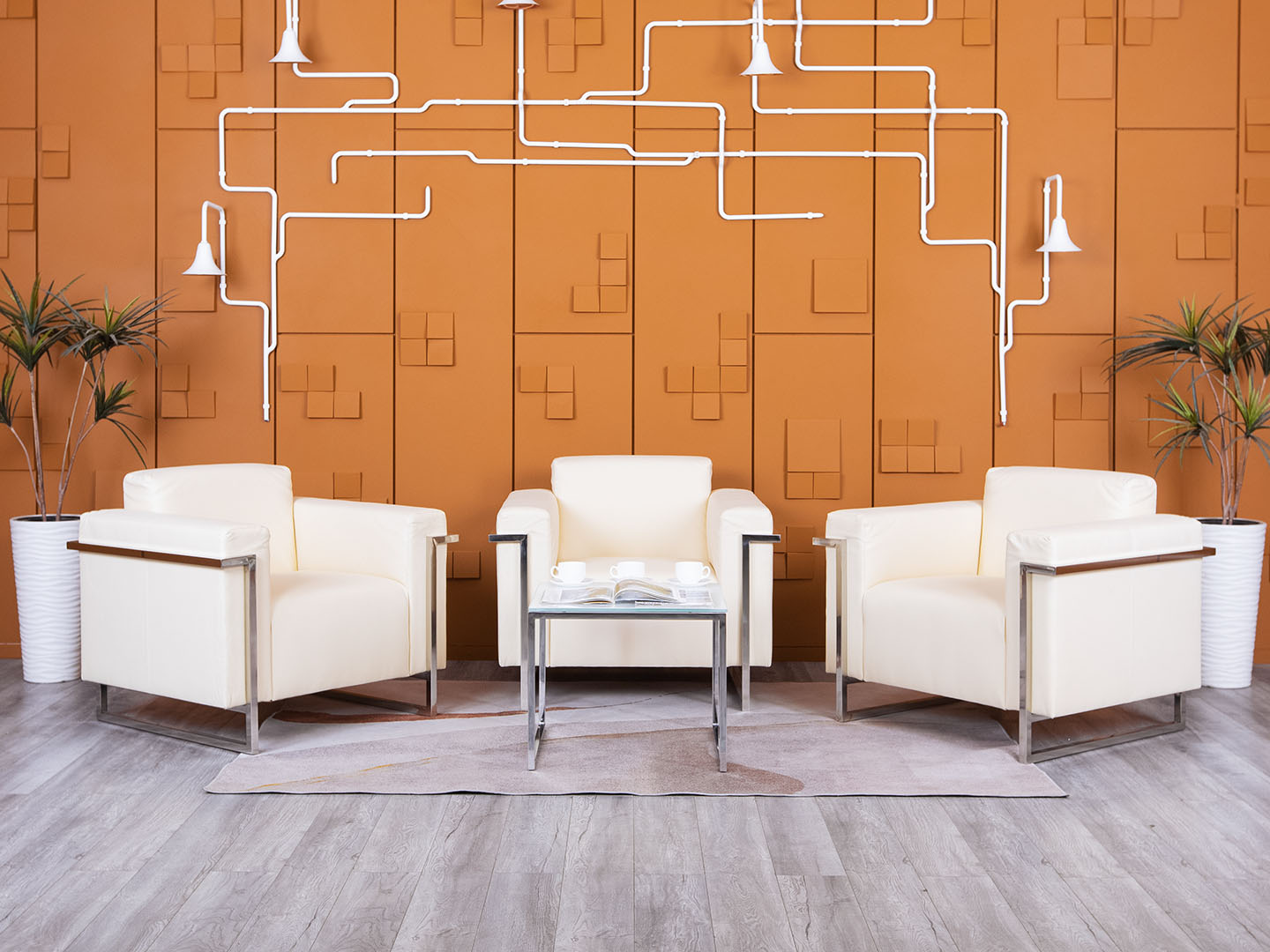 Комплект из 3-х мягких кресел Экокожа Бежевый  (КНКБК-24025)