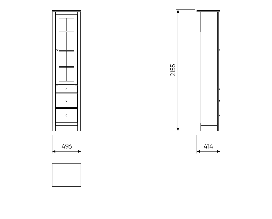САГА шкаф с витриной 50 белый/ясень RU