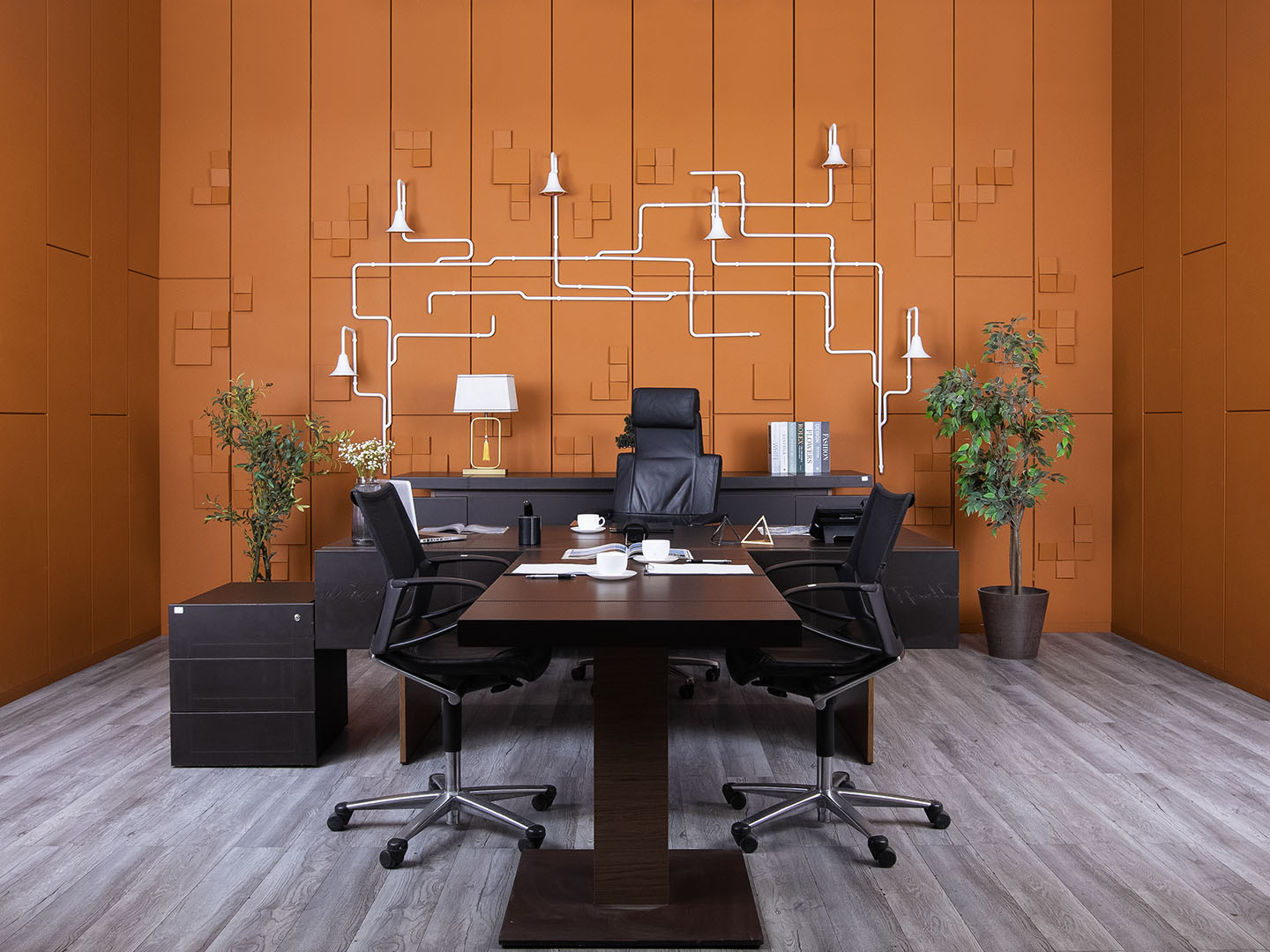 Кабинет руководителя UFFIX 2 200х2 485х760 Кожа Коричневый The Element  (КРК-22104)