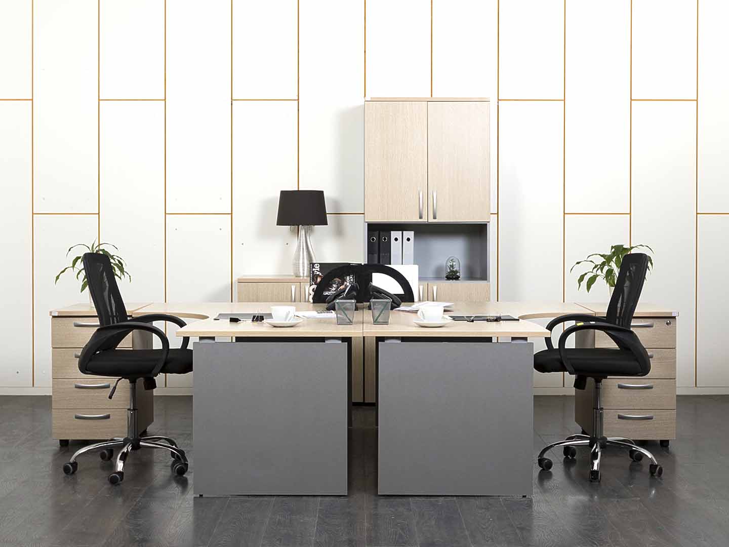 Комплект офисной мебели стол с тумбой  3 260х1 200х750 ЛДСП Зебрано   (КОМЗ-27041)