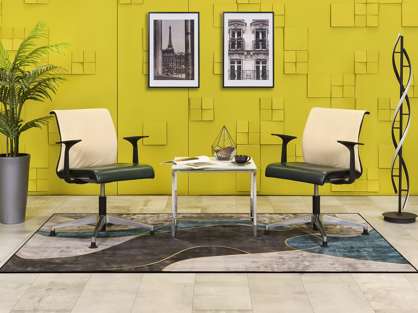Комплект из 2-х кресел для переговоров Think Steelcase Кожа Зелёный США  УГКВк-13049