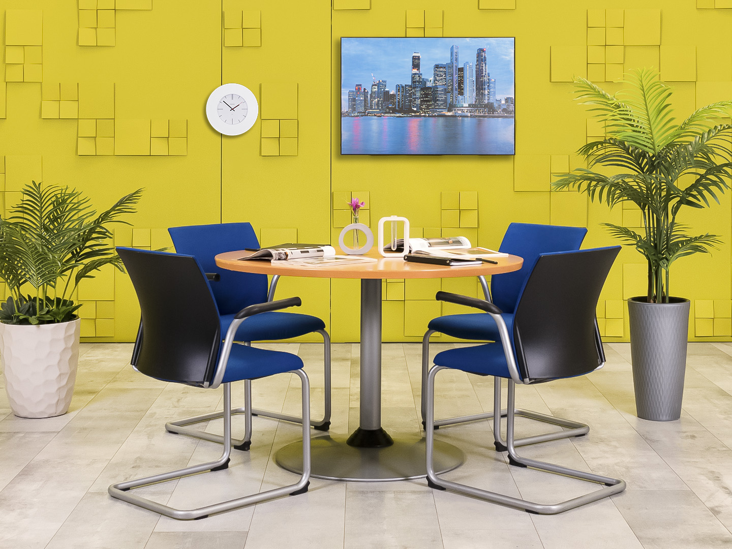 Офисный стол для переговоров Steelcase 1100x1100x720 ЛДСП Бук Франция_СГКВ-280923