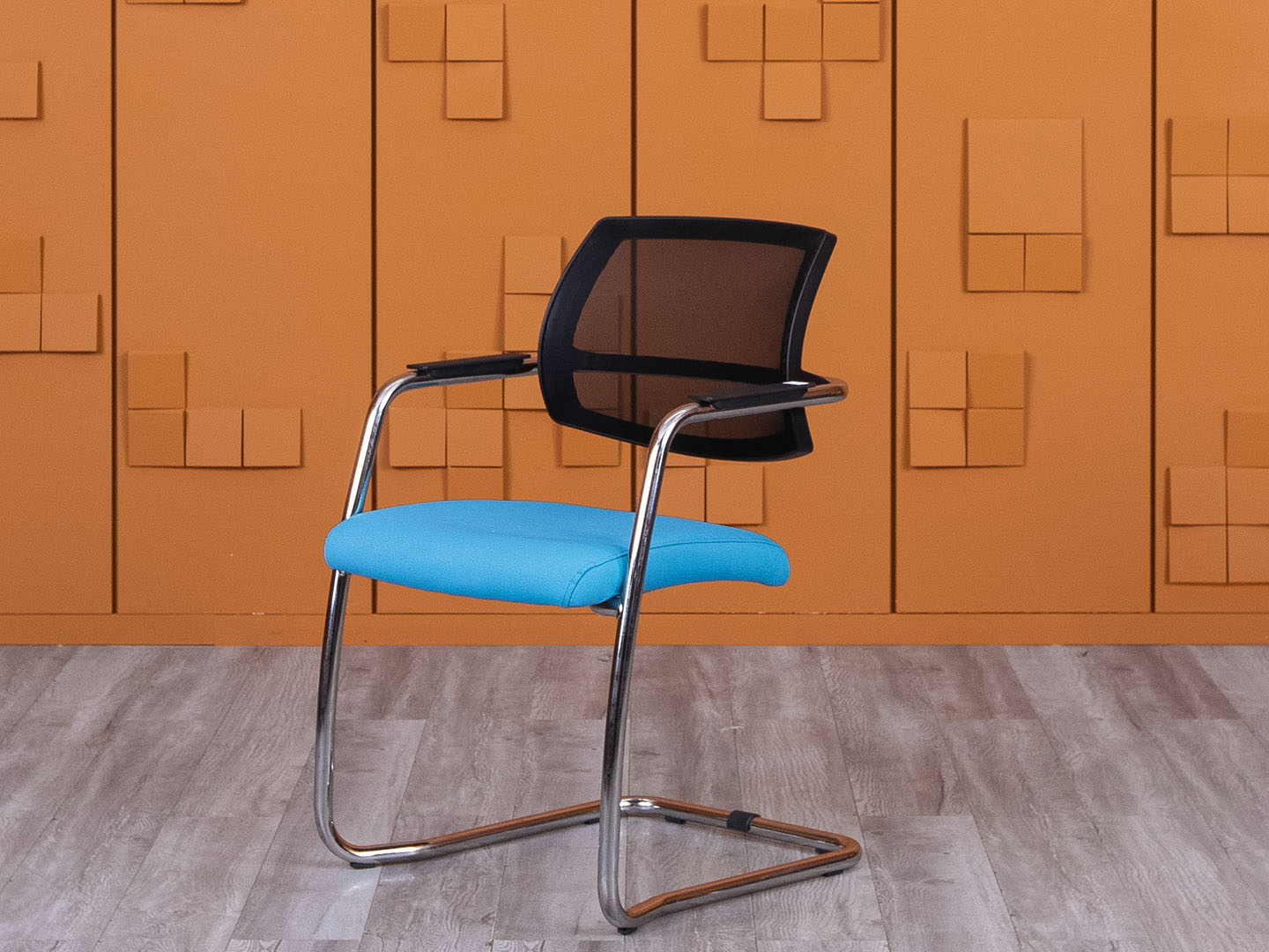 Конференц кресло для переговорной  Синий Сетка    (КДСН1-27025)