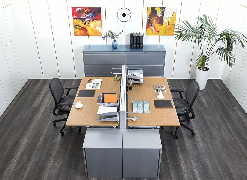 Комплект офисной мебели стол с тумбой Herman Miller 1 600х1 700х730 ЛДСП Орех   (КОМХ1-19082)