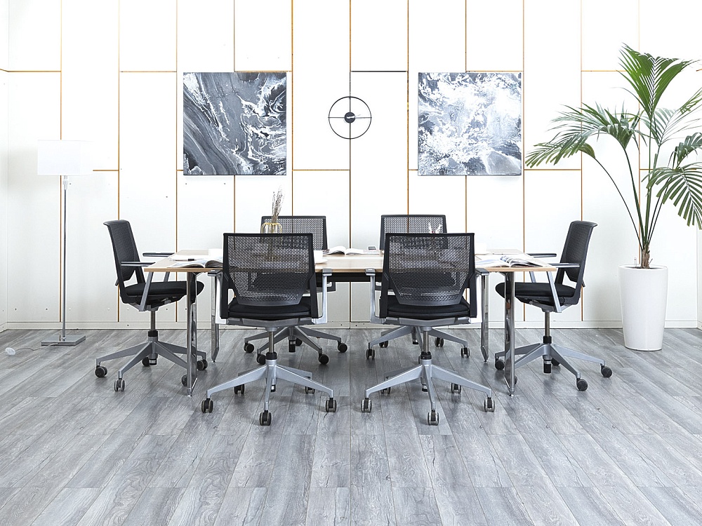 Офисный стол для переговоров  2 200х1 100х730 Шпон Зебрано   (СГПЗ-15044)