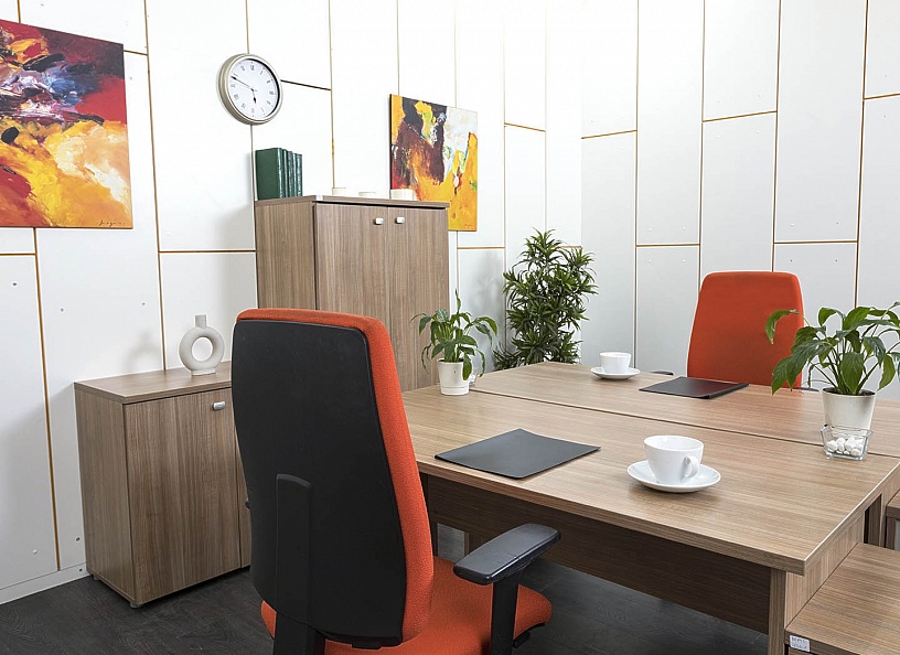 Комплект офисной мебели стол с тумбой  1 400х680х750 ЛДСП Зебрано   (КОМЗ-13101)