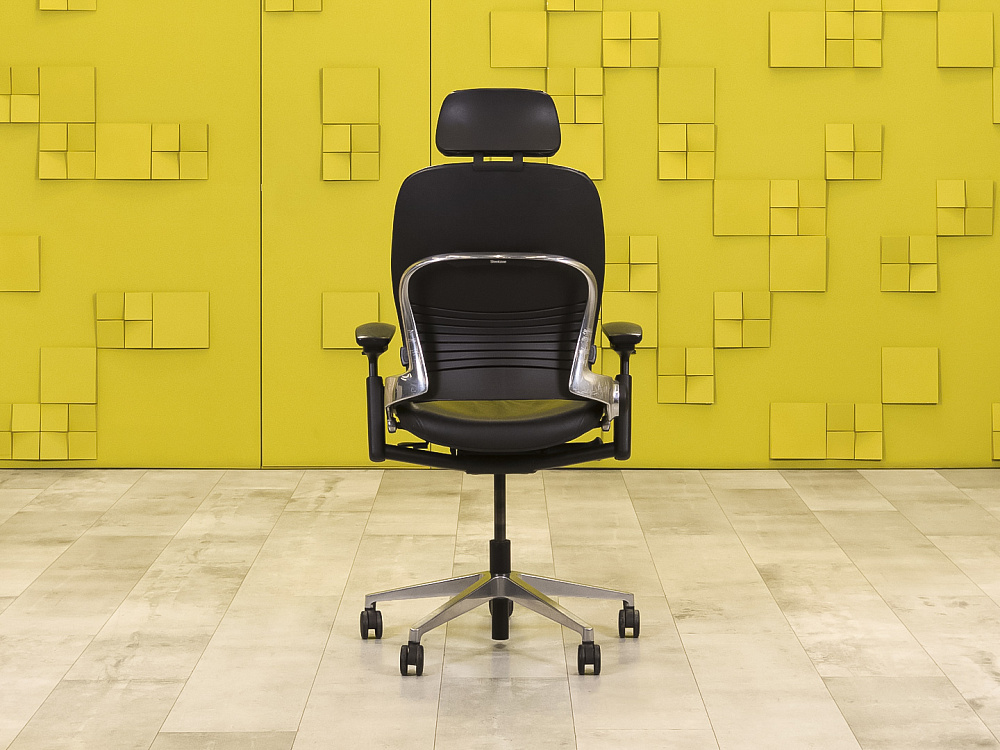 Офисное кресло руководителя на колесах Leap V2 Steelcase Кожа Чёрный Франция  КРКЧ-23066