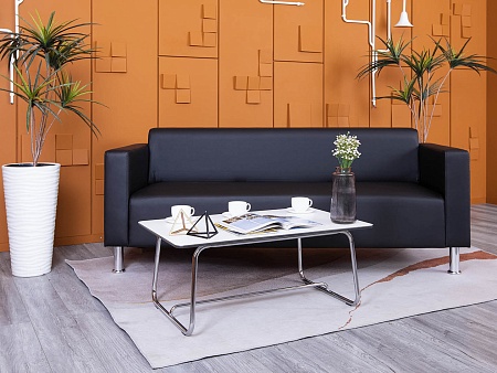 Офисный диван ДМебель Кожзам Черный   (ДНКЧ3-25094(нов))