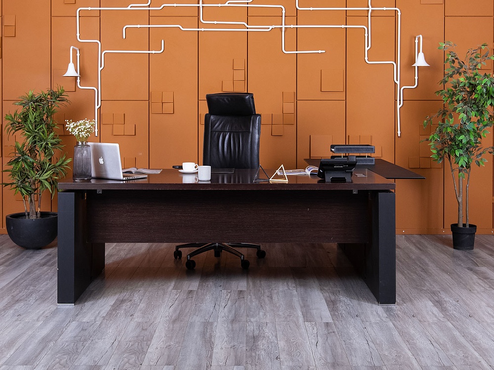 Стол для руководителя Sinetica 2 300х2 000х730 Шпон Венге Ego Cotto  (СРУЕ-06054)