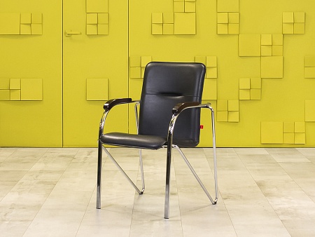 Конференц кресло для переговорной САМБА Кожзам Чёрный Россия  КНКЧ-10025