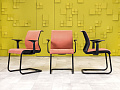 Конференц кресло для переговорной на полозьях Steelcase Ткань Коричневый Франция_КДТК-291223