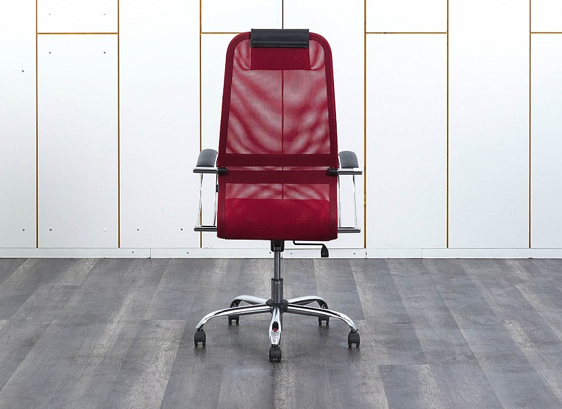 Офисное кресло руководителя   Сетка Красный   (КРСК-30112)