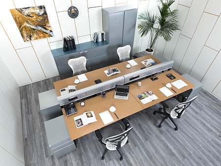 Комплект офисной мебели Herman Miller 3 200х1 800х1 000 ЛДСП Орех   (КОМХ-17082)