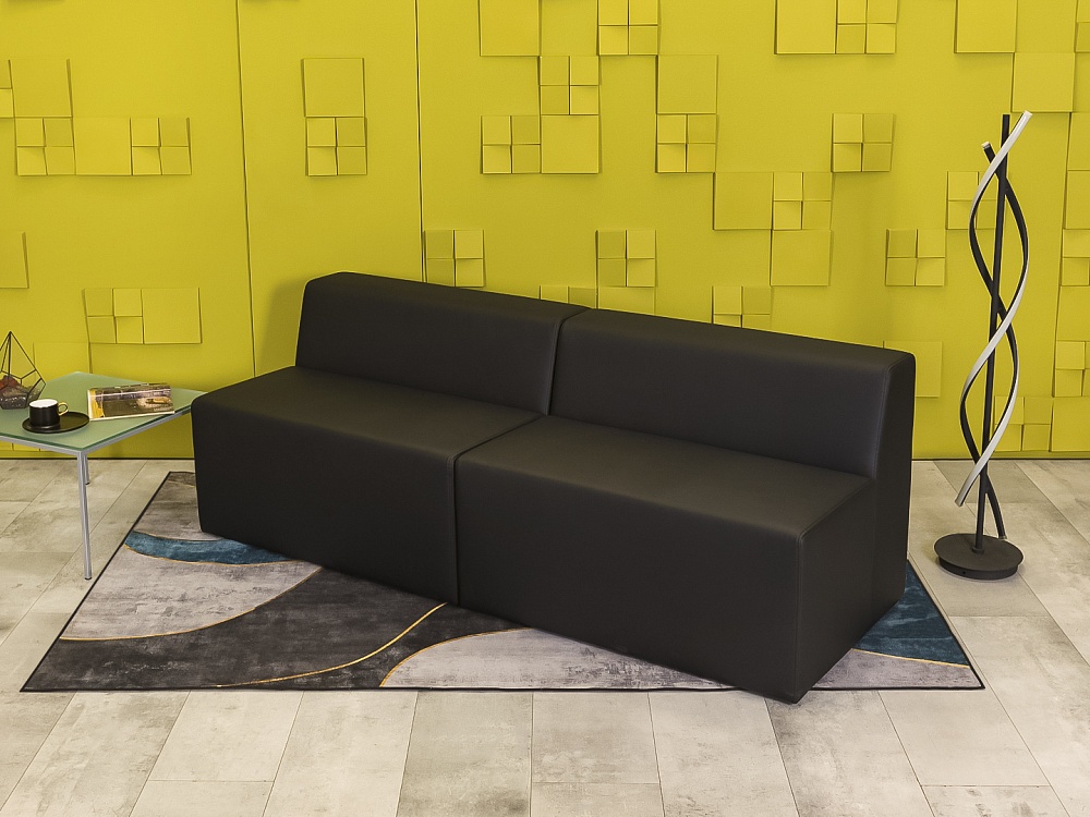 Офисный диван Кожзам Чёрный Россия  ДНКЧ1-20016