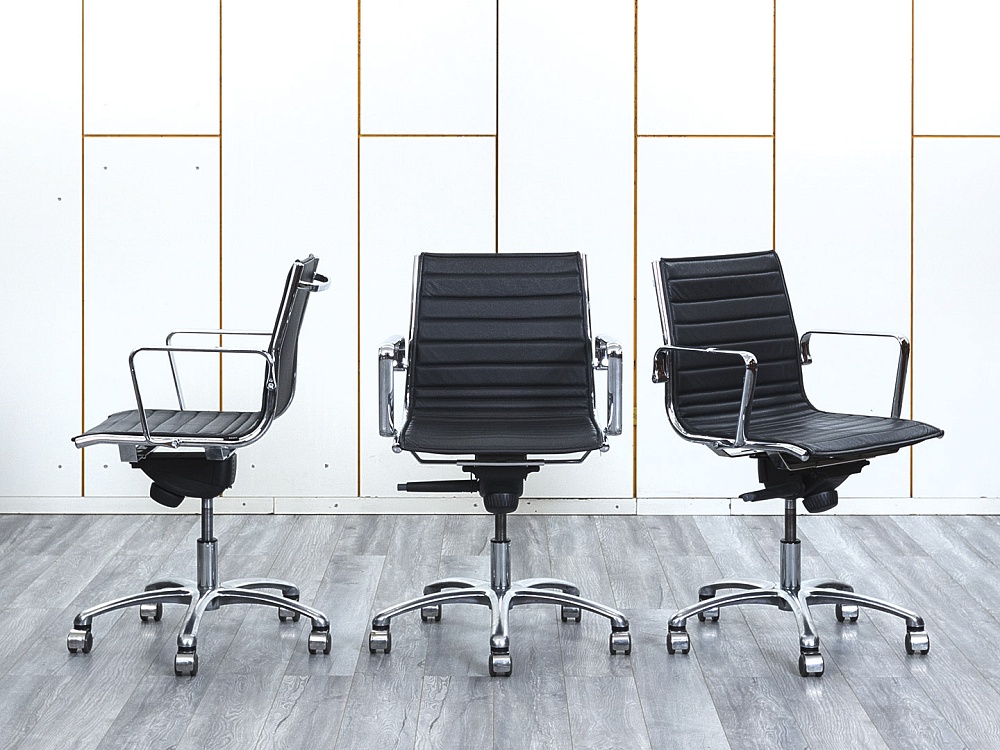 Офисное кресло для персонала  LUXY Кожа Черный   (КПКЧ-16024)