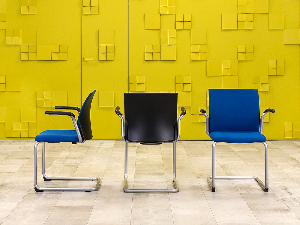 Конференц кресло для переговорной на полозьях Steelcase Ткань Синий Франция_КДТН1-281024