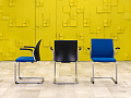 Конференц кресло для переговорной на полозьях Steelcase Ткань Синий Франция_КДТН1-281024