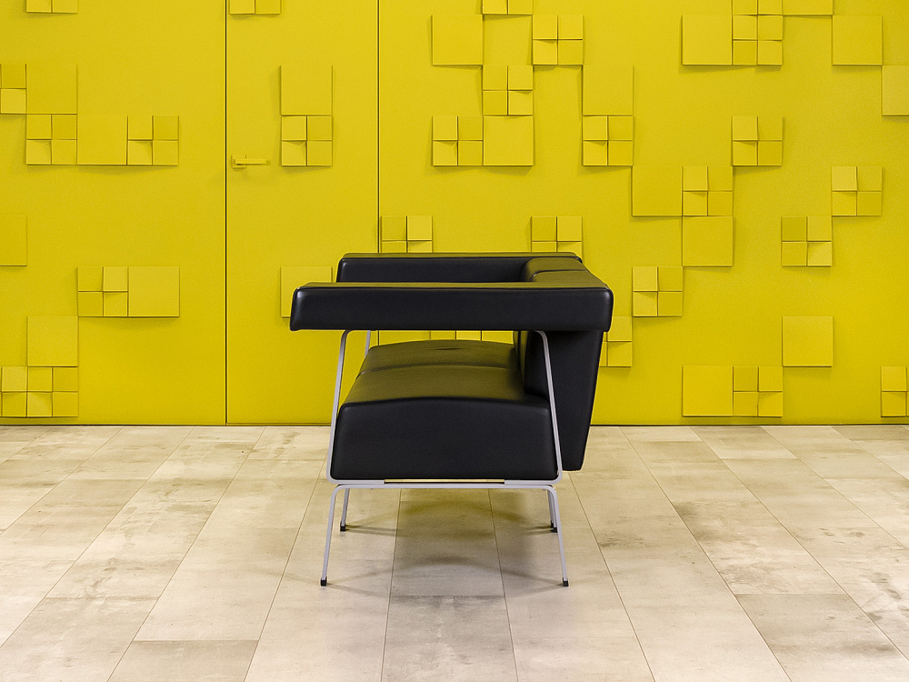 Офисный диван Coffice Linear BENE 1750x780 Кожа Чёрный Австрия_ДНКЧ-071024