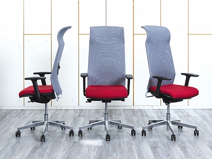 Офисное кресло руководителя  Импорт Ткань Красный   (КРТК-10014)