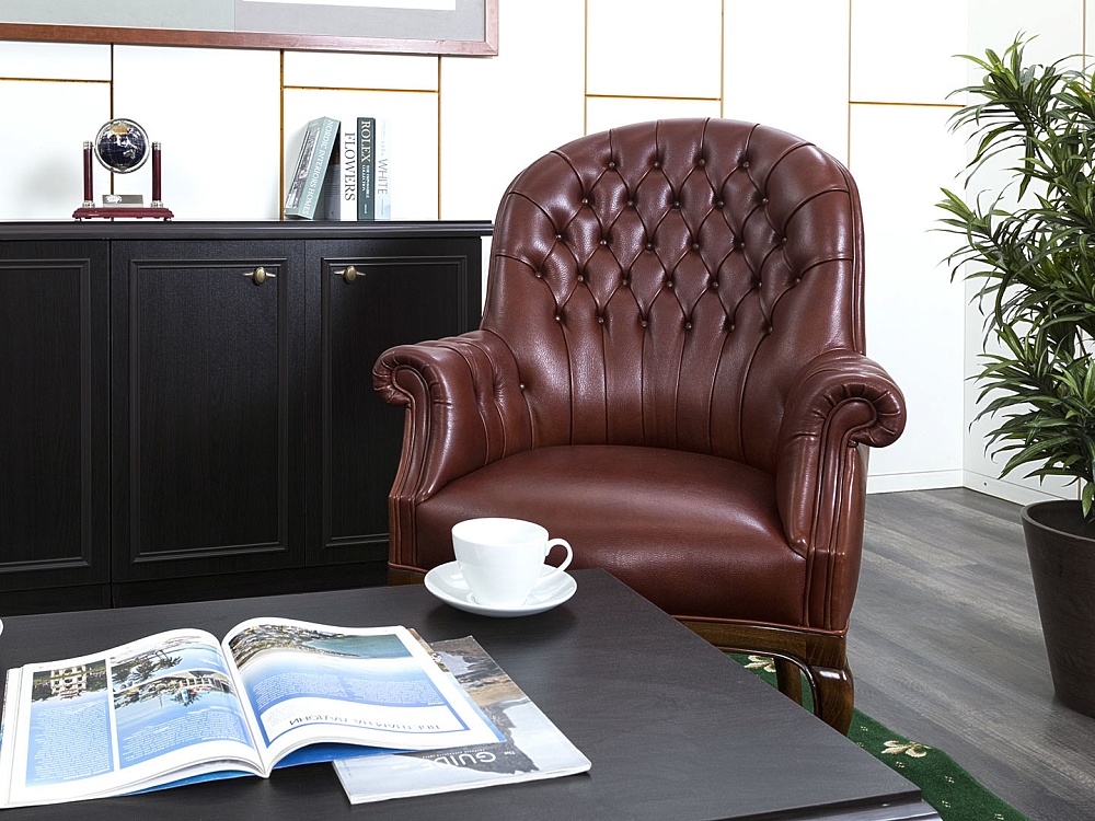 Комплект из 2-х мягких кресел Mascheroni Кожа Коричневый Executive base  (КНККк-01083)