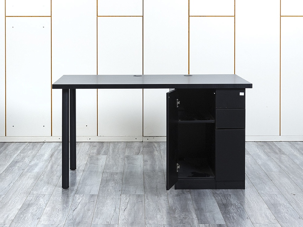 Комплект офисной мебели стол с тумбой IKEA 1 400х800х760 ЛДСП Черный   (СППЧКп-04064)