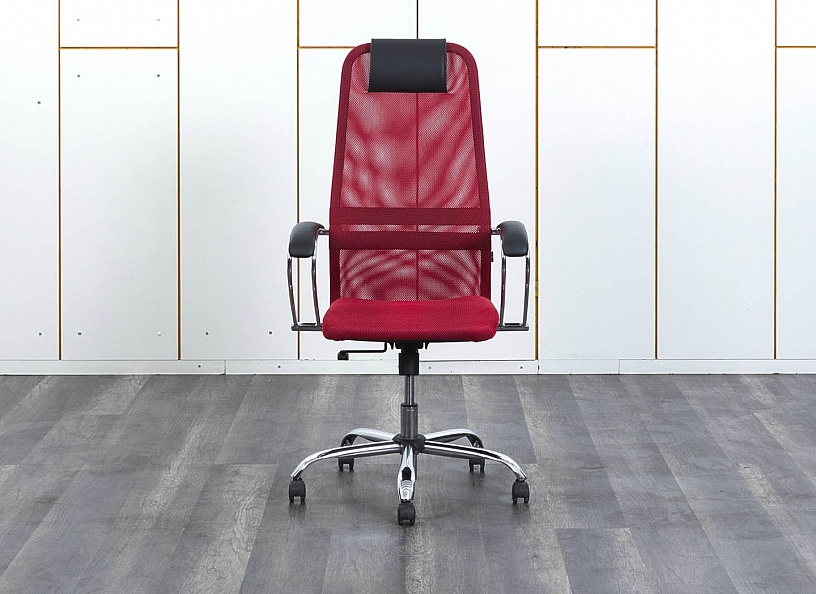 Офисное кресло руководителя   Сетка Красный   (КРСК-30112)