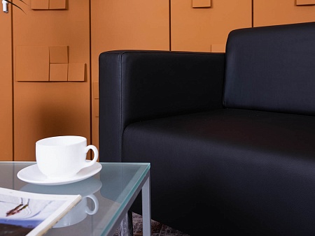 Офисный диван ДМебель Кожзам Черный   (ДНКЧ2-25094(нов))