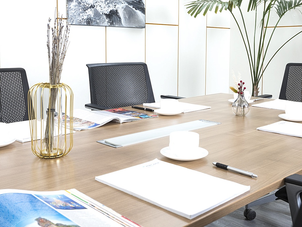 Офисный стол для переговоров  2 200х1 100х730 Шпон Зебрано   (СГПЗ-15044)