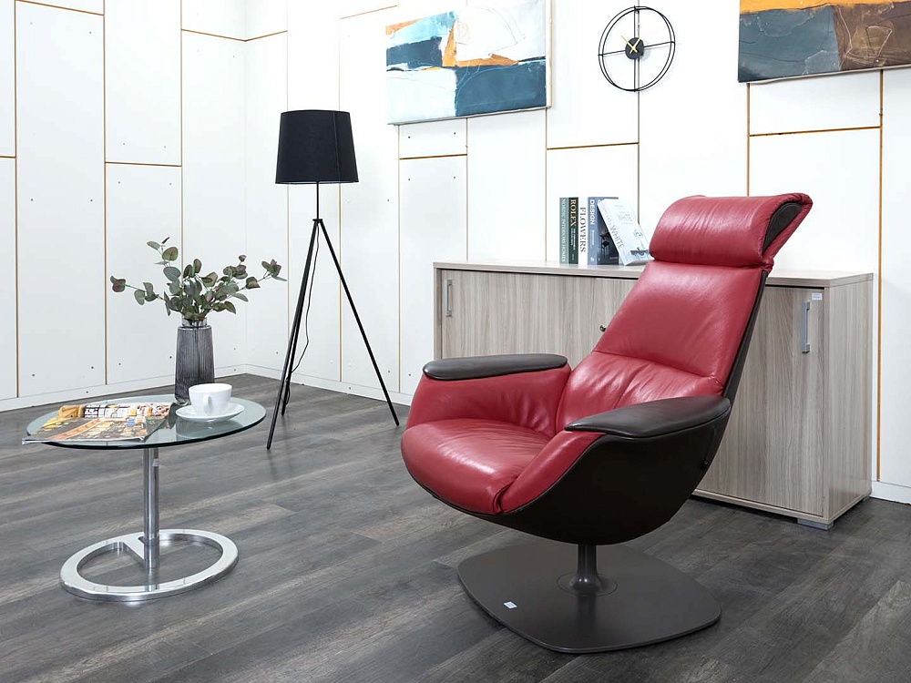 Мягкое кресло SteelCase Кожа Красный Massaud Lounge Chair  (КНКК-14045)