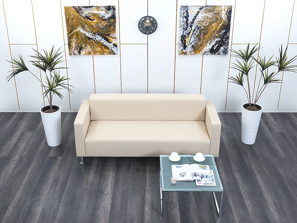 Офисный диван Май Кожзам Бежевый   (ДНКБ3(май)2)