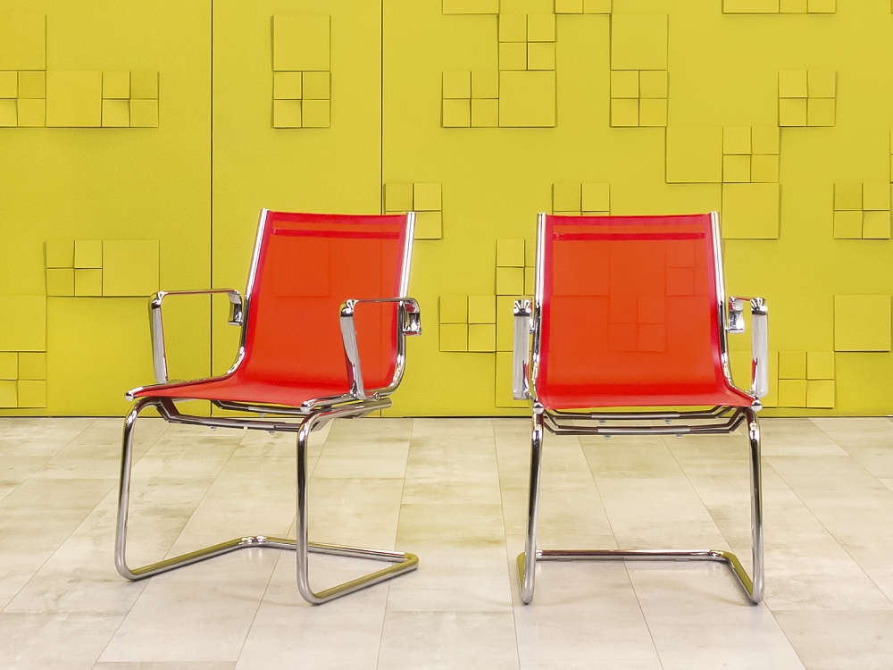 Конференц кресло для переговорной  Profoffice Сетка Красный Россия-Италия  КДТК-21045