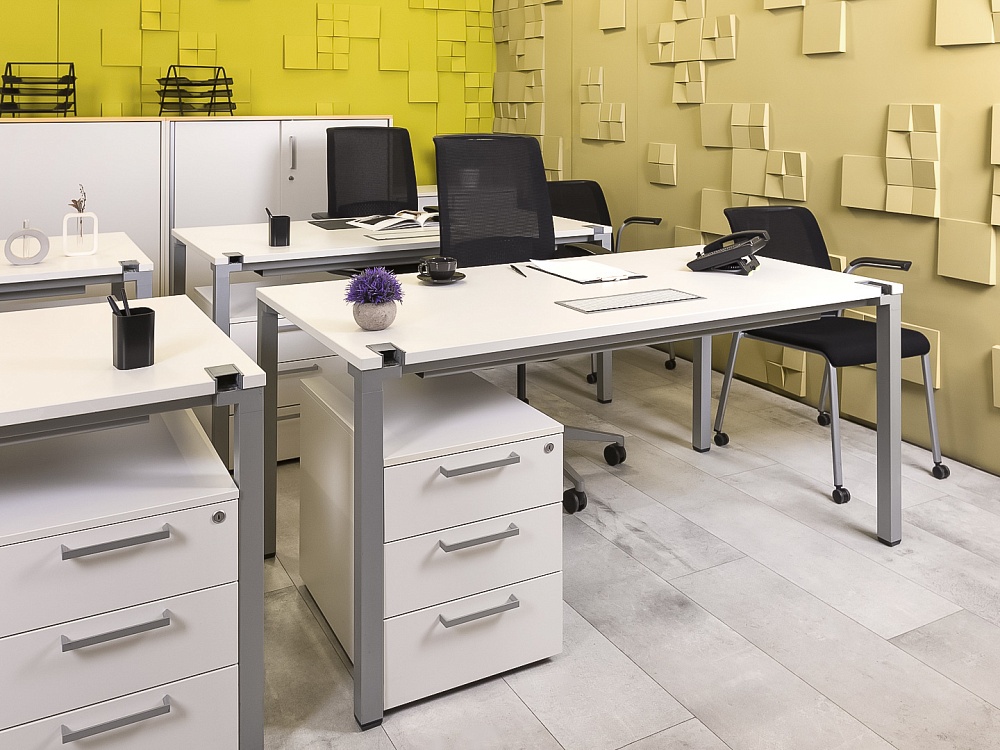 Комплект офисной мебели стол с тумбой  Steelcase ЛДСП Белый Франция  СППБТ-04026