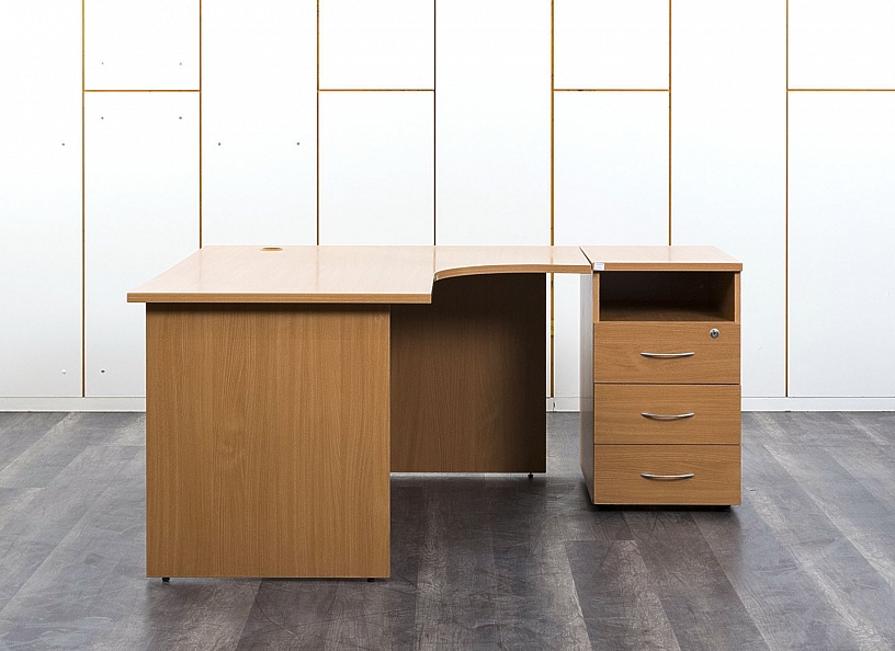 Комплект офисной мебели стол с тумбой  1 400х1 630х750 ЛДСП Ольха   (СПУЛКп-09062)