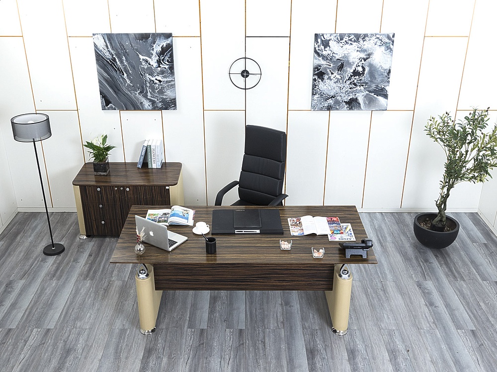 Кабинет руководителя Tecnoarredo 2 000х920х760 Шпон Зебрано Venus  (КРЗ1-09024)