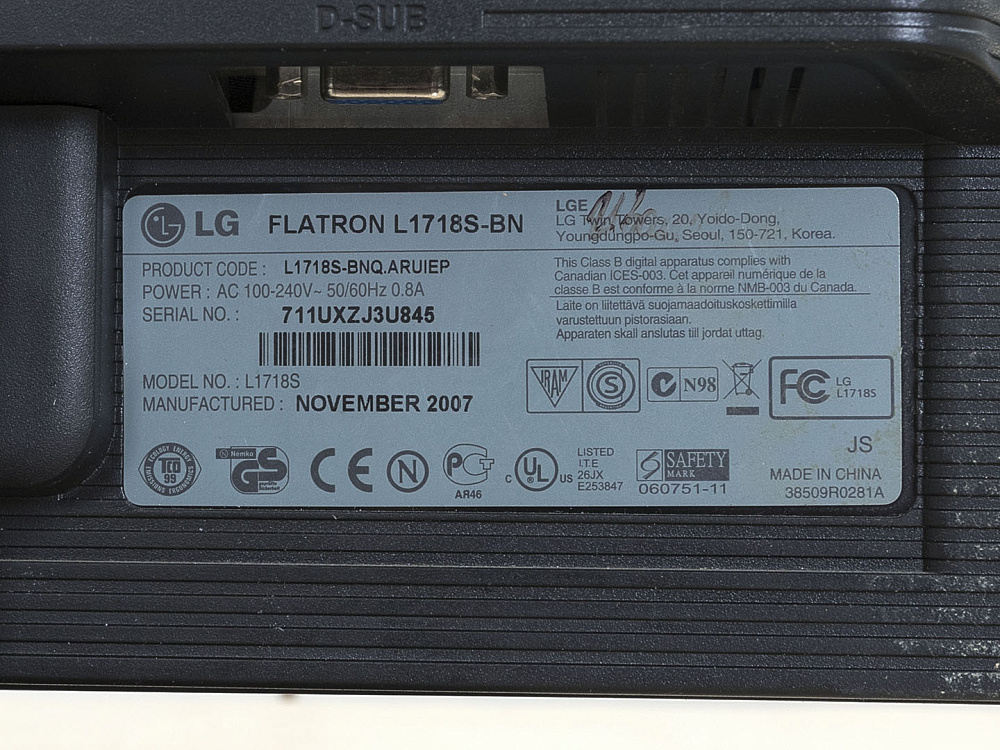 Монитор LG Flatron 1718S-BN Монитор2-03083