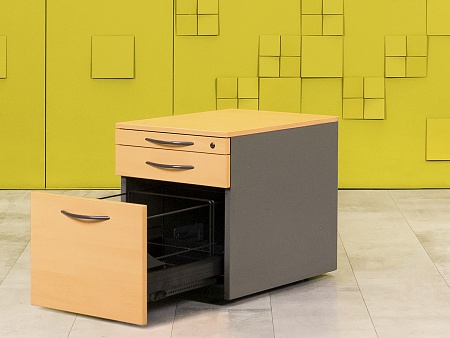 Офисная тумба выкатная Steelcase 430x580x520 ЛДСП Бук 3 ящика Франция_ТВ3ЯВ-051223