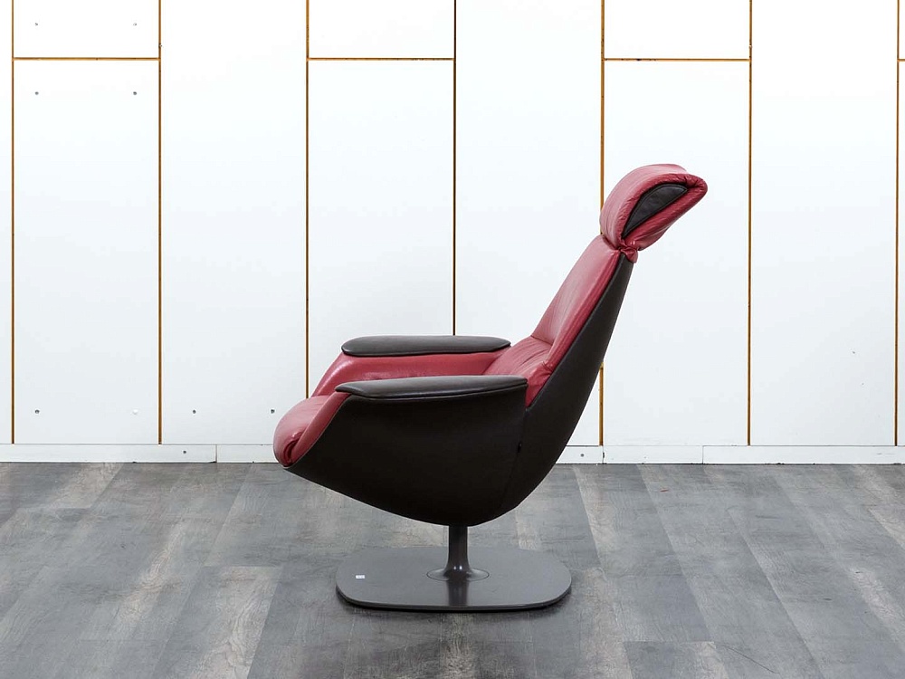Мягкое кресло SteelCase Кожа Красный Massaud Lounge Chair  (КНКК-14045)