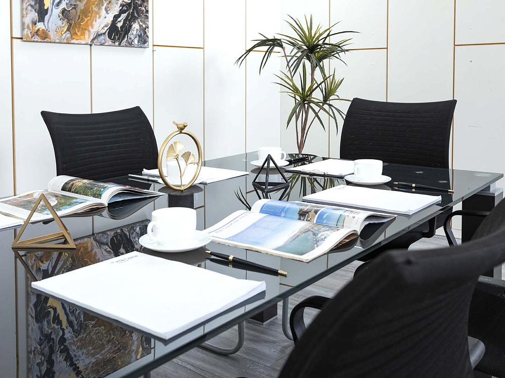 Офисный стол для переговоров Sinetica 2 000х1 000х715 Стекло Черный TAO GLASS  (СГПС-18114)