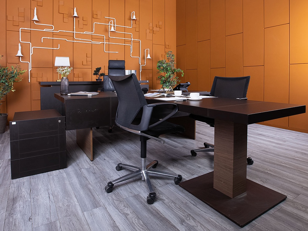 Кабинет руководителя UFFIX 2 200х2 485х760 Кожа Коричневый The Element  (КРК-22104)