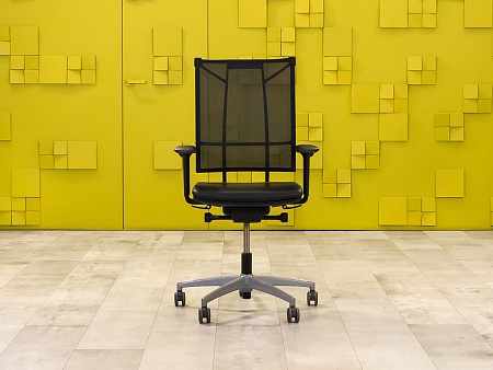 Офисное кресло для персонала на колесах PRADES GRAMMER office Кожа Чёрный Германия_КПКЧ-31052