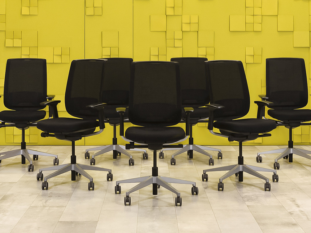 Офисное кресло для персонала на колесах Reply Steelcase Ткань Чёрный Франция  КПТЧ-30016