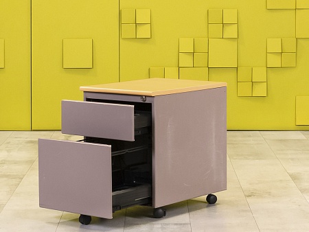 Офисная тумба выкатная Steelcase 420x560x570 Металл Серый 2 ящика Франция_ТВ2ЯМ3-280923