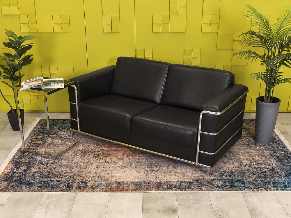 Офисный диван Кенигсберг Кожзам Чёрный Россия  ДНКЧ1-13115