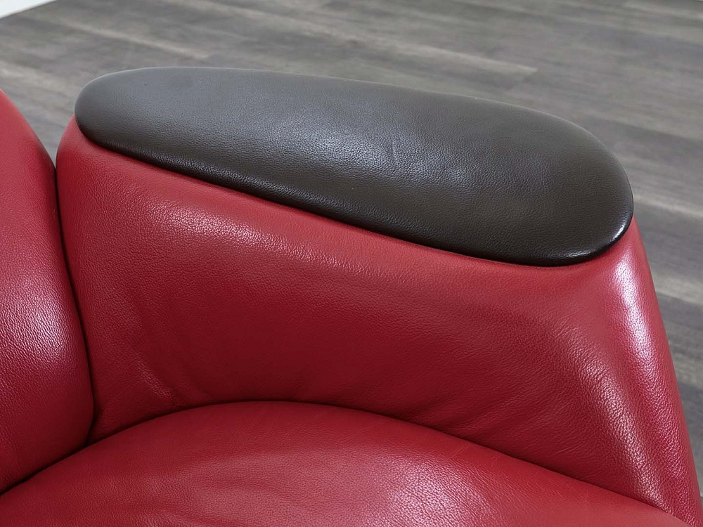 Мягкое кресло SteelCase Кожа Красный Massaud Lounge Chair  (КНКК-14045)