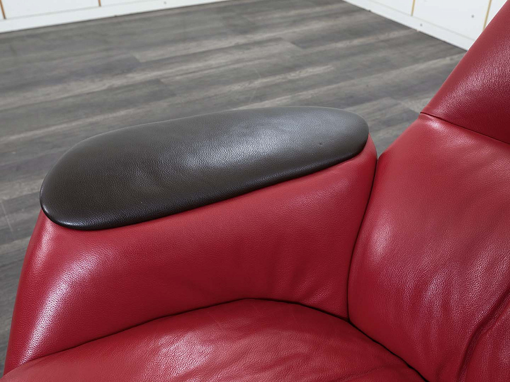 Мягкое кресло SteelCase Кожа Красный Massaud Lounge Chair  (КНКК-14045)