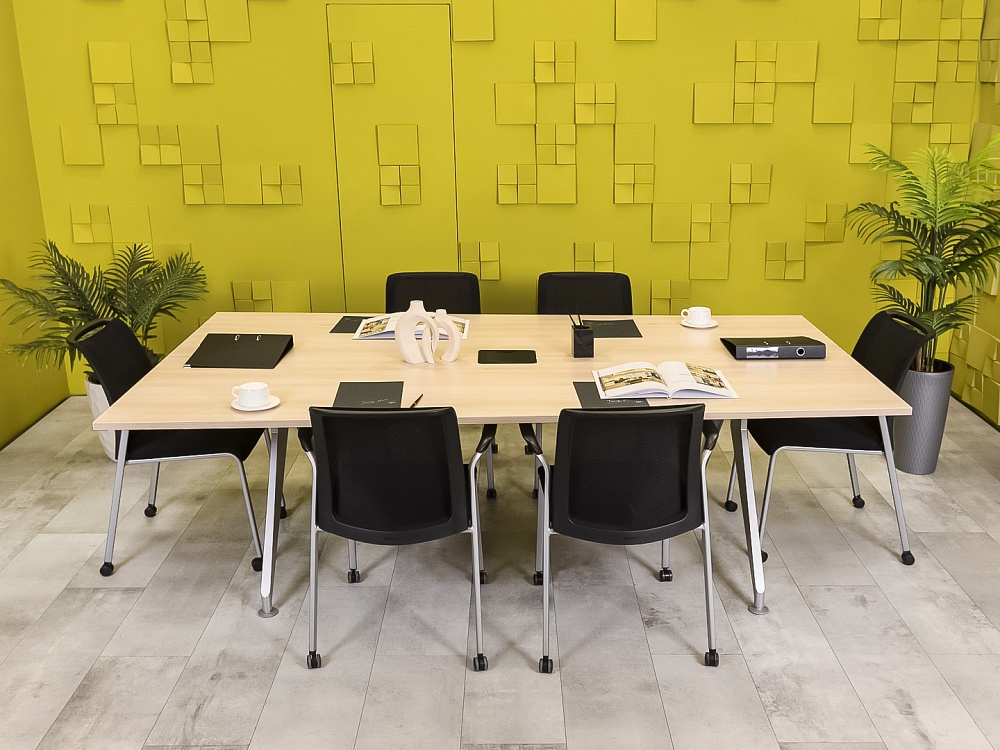 Офисный стол для переговоров Steelcase ЛДСП Зебрано Франция  СГПЗ1-04026