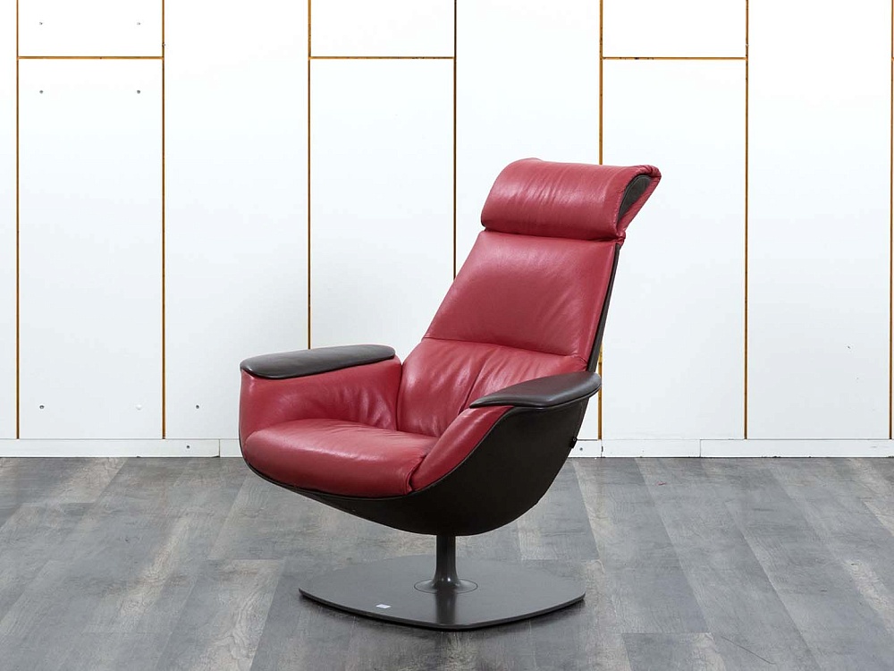 Мягкое кресло SteelCase Кожа Красный Massaud Lounge Chair  (КНКК-14045)